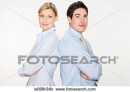 Stock Image - Businessman and businesswoman. Fotosearch