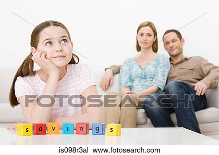 Stock Image - Family with blocks. Fotosearch