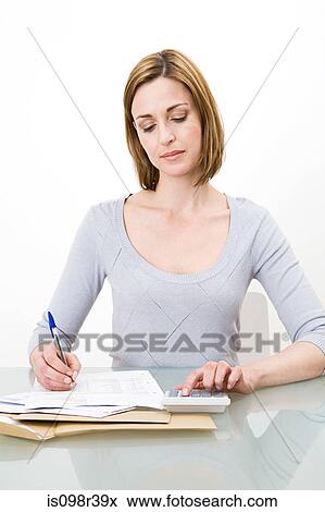 Woman writing View Large Photo Image Stock Photo - Woman writing. Fotosearch