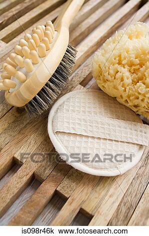 Massage brush loofah mitt and sponge View Large Photo Image Stock Image - Massage brush loofah mitt and sponge. Fotosearch