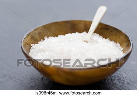Picture - Sea salt in a bowl. Fotosearch