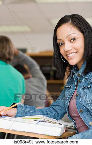 Girl in class View Large Photo Image Stock Photograph - Girl in class. Fotosearch