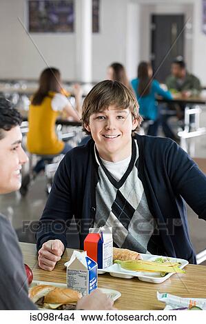 Picture - Male school students at lunch. Fotosearch