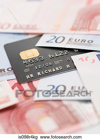 Credit card and euro banknotes View Large Photo Image Stock Image - Credit card and euro banknotes. Fotosearch