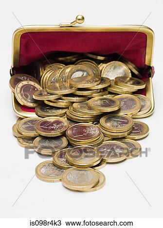 Stock Image - Euro coins in a purse. Fotosearch