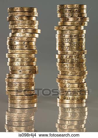 Stacks of one pound coins View Large Photo Image Picture - Stacks of one pound coins. Fotosearch