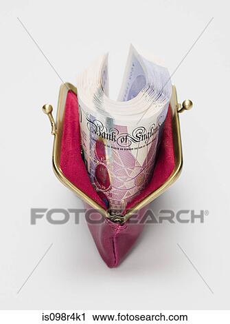 Twenty pound notes in a purse View Large Photo Image Stock Image - Twenty pound notes in a purse. Fotosearch