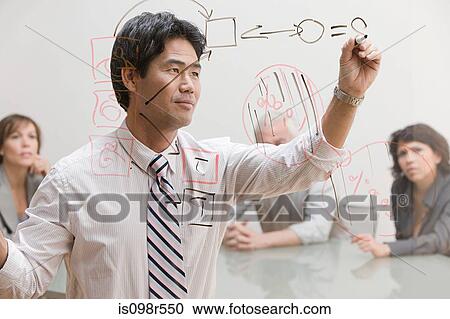 Man drawing diagram on glass View Large Photo Image Stock Image - Man drawing diagram on glass. Fotosearch