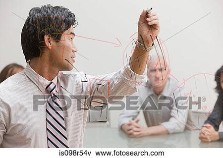 Man drawing diagram on glass View Large Photo Image Stock Photo - Man drawing diagram on glass. Fotosearch