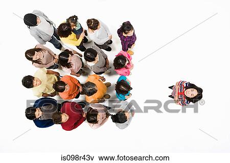 Woman in front of crowd View Large Photo Image Stock Photo - Woman in front of crowd. Fotosearch