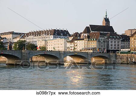 Bridge and river in basel switzerland View Large Photo Image Stock Photo - Bridge and river in basel switzerland. Fotosearch