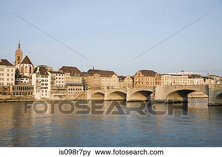Bridge and river in basel switzerland View Large Photo Image Stock Photo - Bridge and river in basel switzerland. Fotosearch