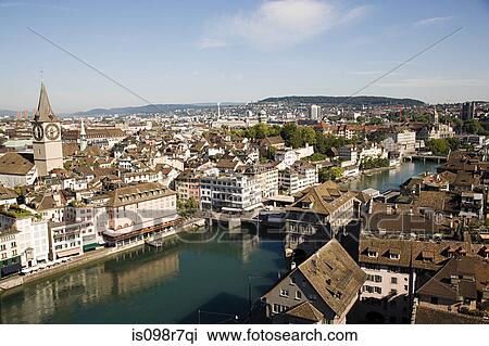 Elevated view of zurich View Large Photo Image Stock Image - Elevated view of zurich. Fotosearch