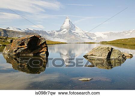 Matterhorn reflected in a lake View Large Photo Image Stock Photo - Matterhorn reflected in a lake. Fotosearch