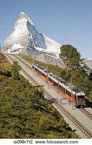 Stock Image - Mountain railway near matterhorn. Fotosearch
