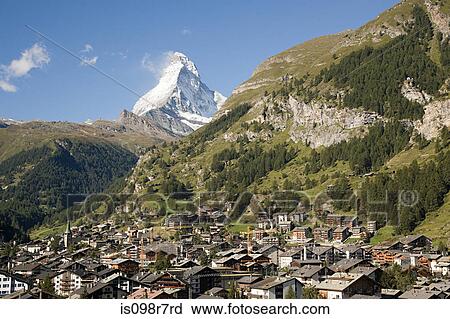 Swiss town near matterhorn View Large Photo Image Stock Image - Swiss town near matterhorn. Fotosearch
