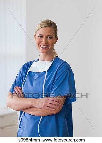 Picture - Portrait of a smiling female surgeon. Fotosearch