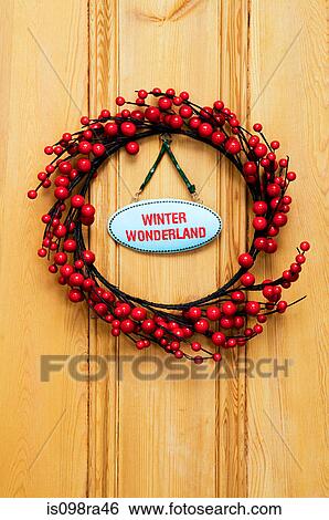 Christmas wreath on door View Large Photo Image Stock Photograph - Christmas wreath on door. Fotosearch