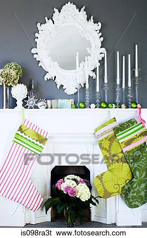 Mantlepiece decorated for christmas View Large Photo Image Stock Photograph - Mantlepiece decorated for christmas. Fotosearch