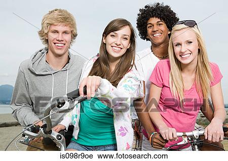 Teenagers with bicycles View Large Photo Image Stock Image - Teenagers with bicycles. Fotosearch