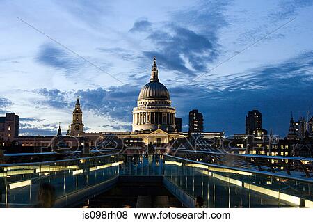 Millennium bridge and st pauls cathedral View Large Photo Image Stock Photo - Millennium bridge and st pauls cathedral. Fotosearch