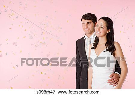 Smiling bride and groom View Large Photo Image Stock Photo - Smiling bride and groom. Fotosearch