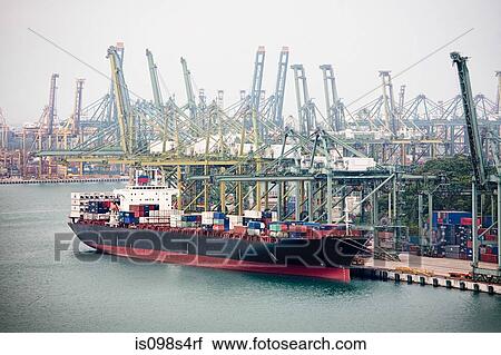 Cargo ship in singapore harbour View Large Photo Image Stock Image - Cargo ship in singapore harbour. Fotosearch
