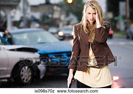 Stock Photo - Young woman who has been in an accident. Fotosearch