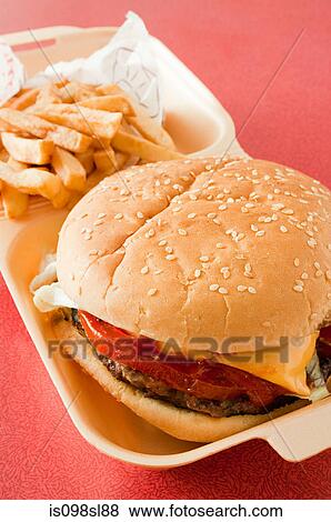Burger and fries View Large Photo Image Stock Photo - Burger and fries. Fotosearch