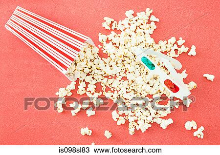 Popcorn and 3D glasses View Large Photo Image Stock Image - Popcorn and 3D glasses. Fotosearch