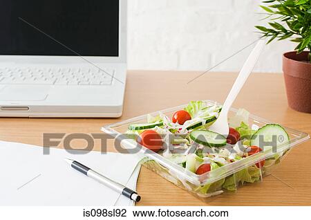 Salad at desk View Large Photo Image Stock Image - Salad at desk. Fotosearch
