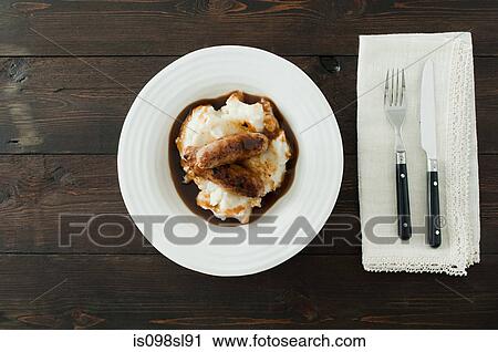 Sausages and mashed potato View Large Photo Image Stock Image - Sausages and mashed potato. Fotosearch