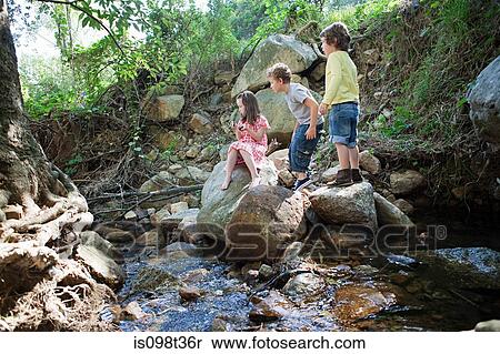 Children on rocks by river View Large Photo Image Stock Photography - Children on rocks by river. Fotosearch