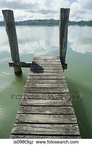 Stock Photo - Northland, jetty in Hokianga Harbour. Fotosearch