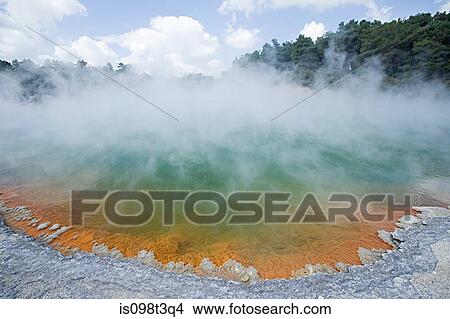 Rotorua, Waiotapu thermal area, Champagne Pool View Large Photo Image Picture - Rotorua, Waiotapu thermal area, Champagne Pool. Fotosearch