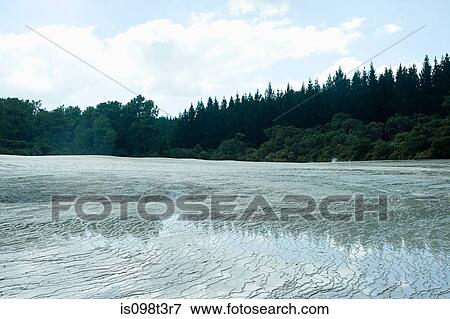 Rotorua, Waiotapu thermal area, The Terraces View Large Photo Image Stock Photo - Rotorua, Waiotapu thermal area, The Terraces. Fotosearch