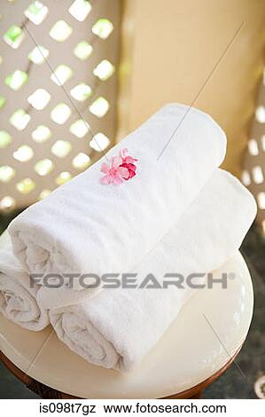 Towels at a spa View Large Photo Image Stock Photo - Towels at a spa. Fotosearch