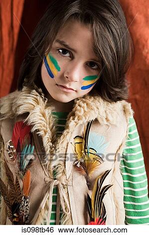 Young boy dressed up in Native American outfit View Large Photo Image Stock Photograph - Young boy dressed up in Native American outfit. Fotosearch
