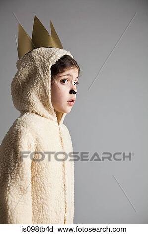 Young girl dressed up as sheep, wearing gold crown View Large Photo Image Stock Image - Young girl dressed up as sheep, wearing gold crown. Fotosearch