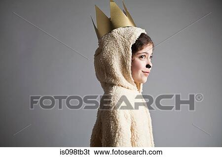 Young girl dressed up as sheep, wearing gold crown View Large Photo Image Stock Photograph - Young girl dressed up as sheep, wearing gold crown. Fotosearch