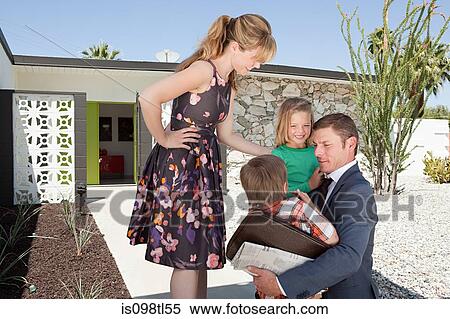 Father saying goodbye to family View Large Photo Image Stock Photography - Father saying goodbye to family. Fotosearch
