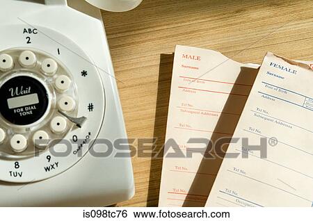 Telephone and medical records View Large Photo Image Stock Photograph - Telephone and medical records. Fotosearch