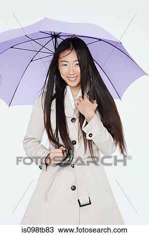 Woman in raincoat with umbrella View Large Photo Image Stock Image - Woman in raincoat with umbrella. Fotosearch