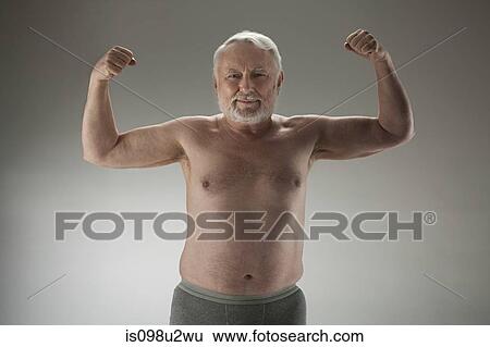 Senior man flexing muscles View Large Photo Image Stock Photograph - Senior man flexing muscles. Fotosearch