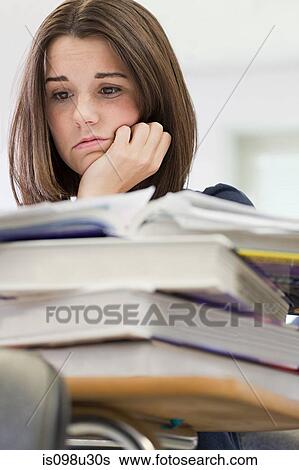 Anxious female high school student View Large Photo Image Stock Photograph - Anxious female high school student. Fotosearch