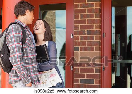 High school students outside school building View Large Photo Image Stock Photography - High school students outside school building. Fotosearch