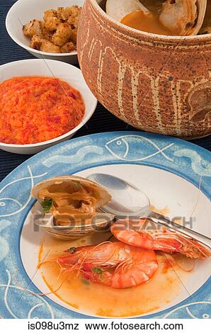 Stock Photo - Bouillabaisse seafood stew. Fotosearch