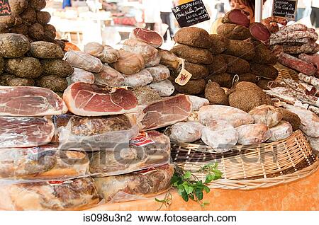 Charcuterie market stall in france View Large Photo Image Stock Image - Charcuterie market stall in france. Fotosearch