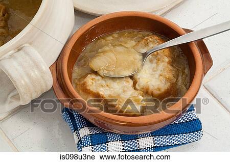 Stock Image - French onion soup. Fotosearch