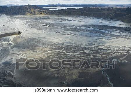 Iceland, jokulsa a fjollum glacial branching riverbed View Large Photo Image Picture - Iceland, jokulsa a fjollum glacial branching riverbed. Fotosearch